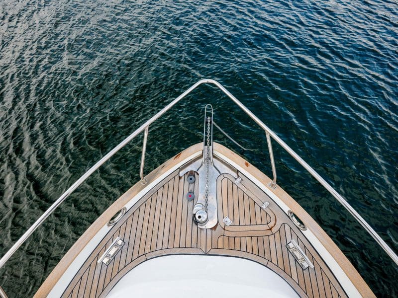 Terrara Motor Yachts: Birdseye view of the deck of large luxurious yacht Terrara 39